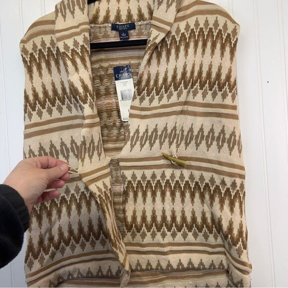 NWT VTG Ralph Lauren Chaps Womens Vest Size L Cotton Aztec cowboy beige pink - Picture 7 of 16